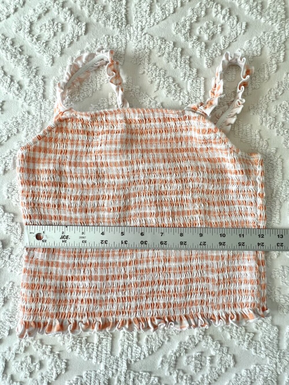 Smocked Gingham Crop Top | Size Medium | Cottagecore Festival Picnic Core - Picture 6 of 7